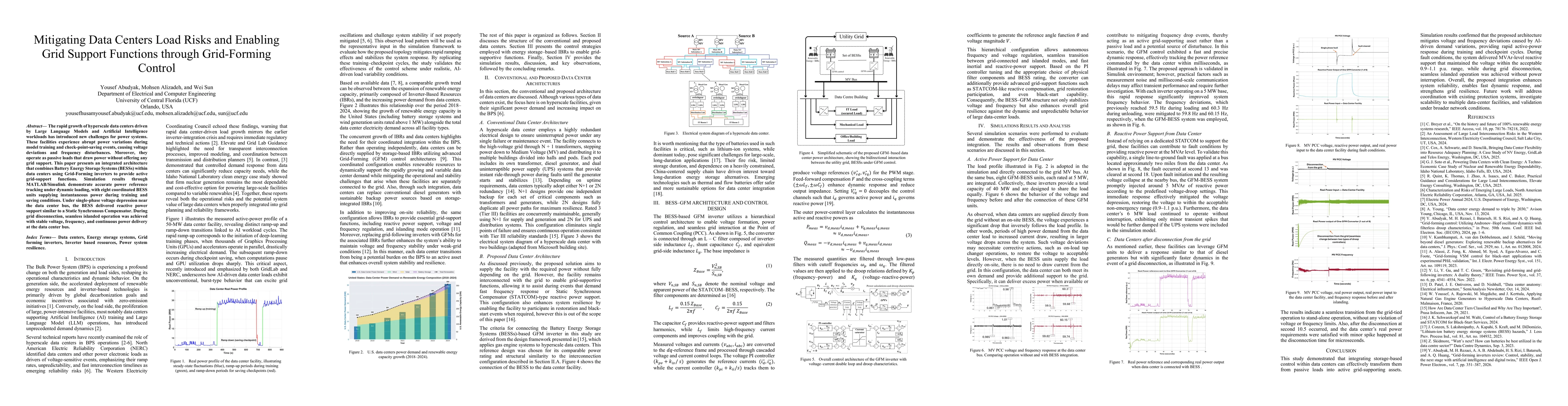 Thumbnail for Mitigating Data Centers Load Risks and Enabling Grid Support Functions through Grid-Forming Control