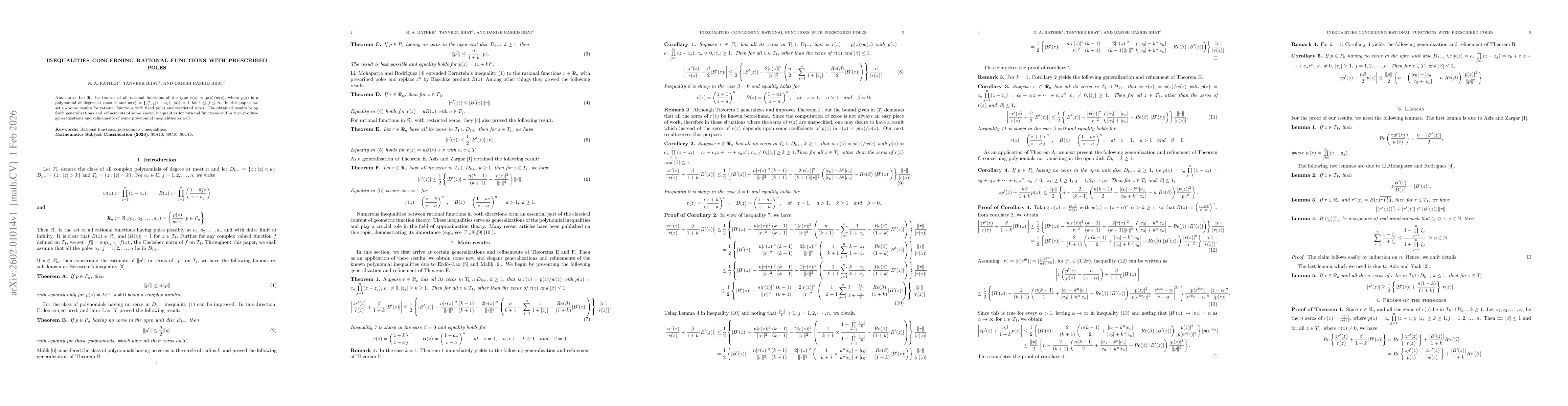 Thumbnail for Inequalities Concerning Rational Functions With Prescribed Poles