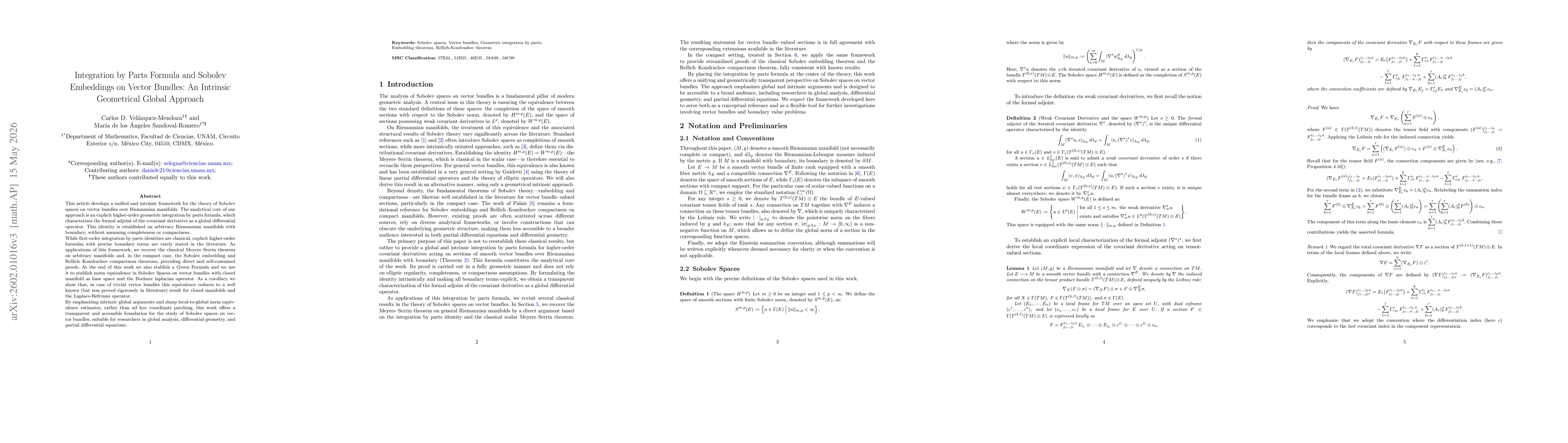 Thumbnail for Geometric Integration by Parts and Sobolev Spaces on Vector Bundles: A Unified Global Approach