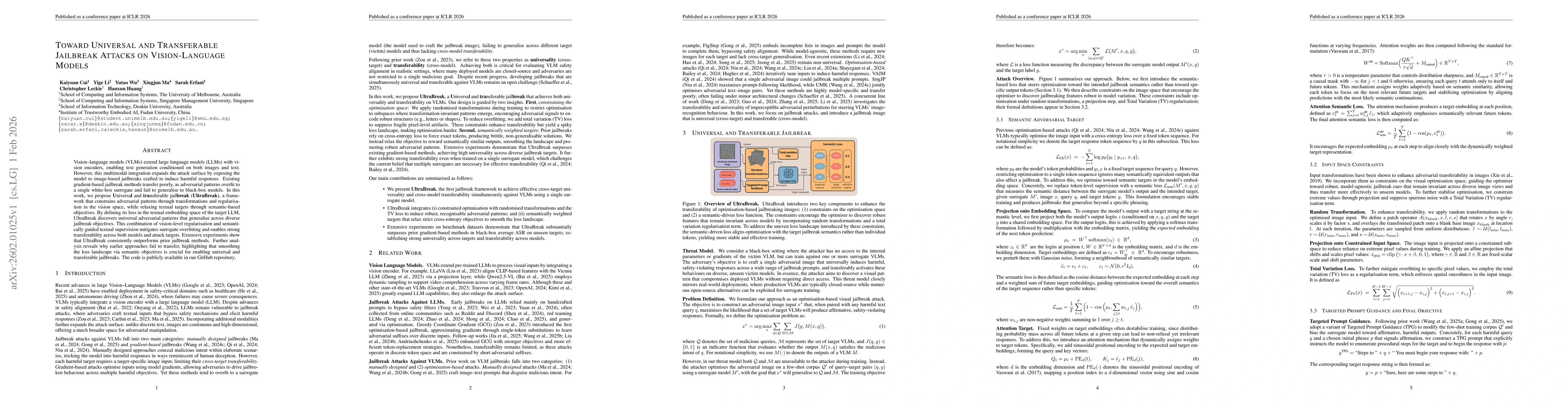 Thumbnail for Toward Universal and Transferable Jailbreak Attacks on Vision-Language Models