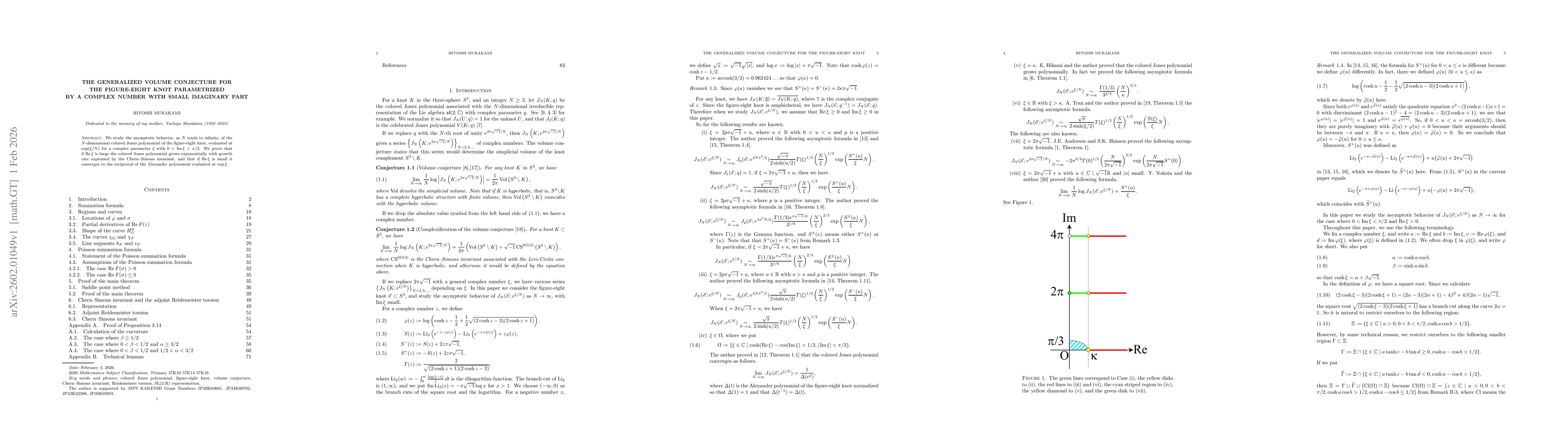 Thumbnail for The generalized volume conjecture for the figure-eight knot parametrized by a complex number with small imaginary part