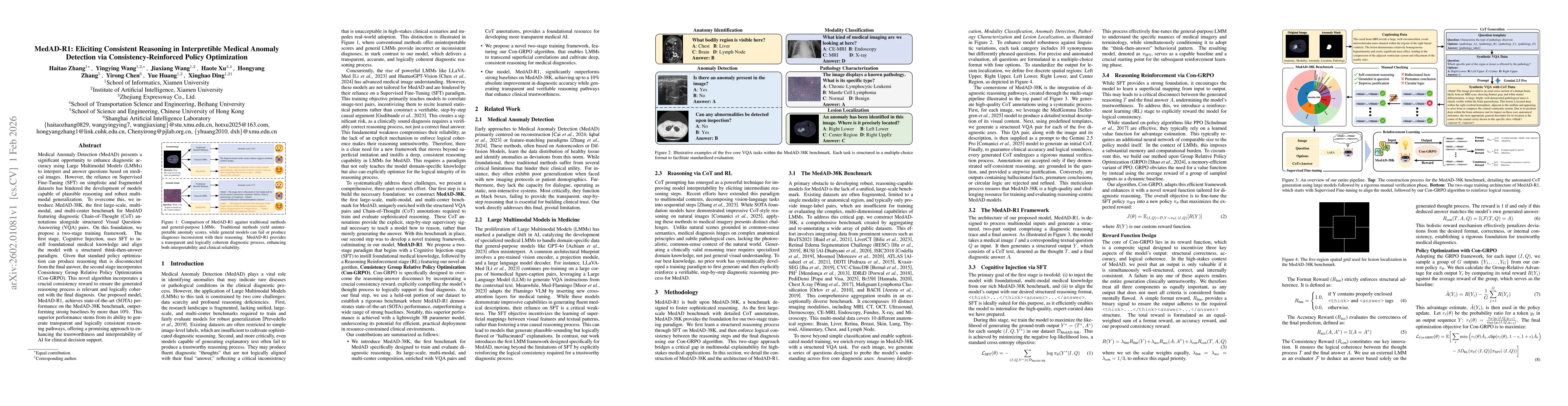 Thumbnail for MedAD-R1: Eliciting Consistent Reasoning in Interpretible Medical Anomaly Detection via Consistency-Reinforced Policy Optimization