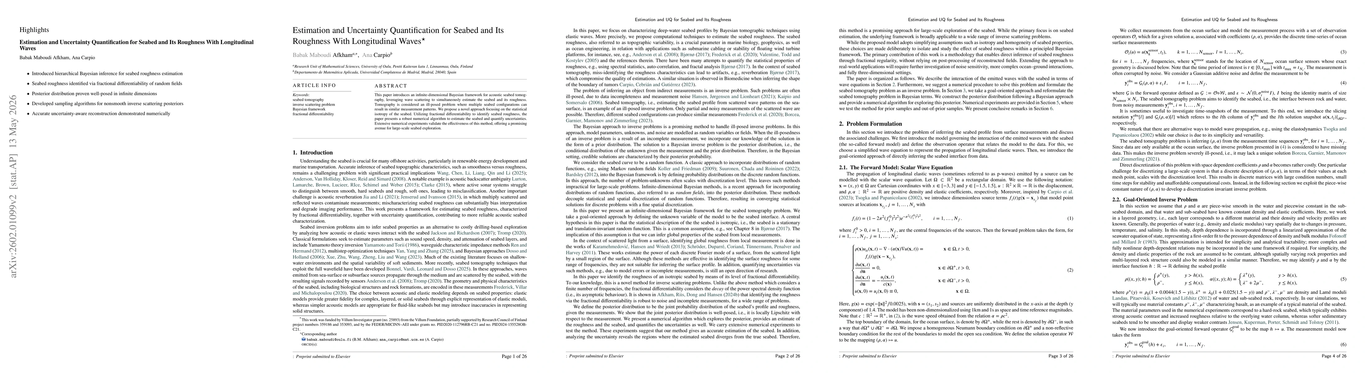 Thumbnail for Simultaneous Estimation of Seabed and Its Roughness With Longitudinal Waves