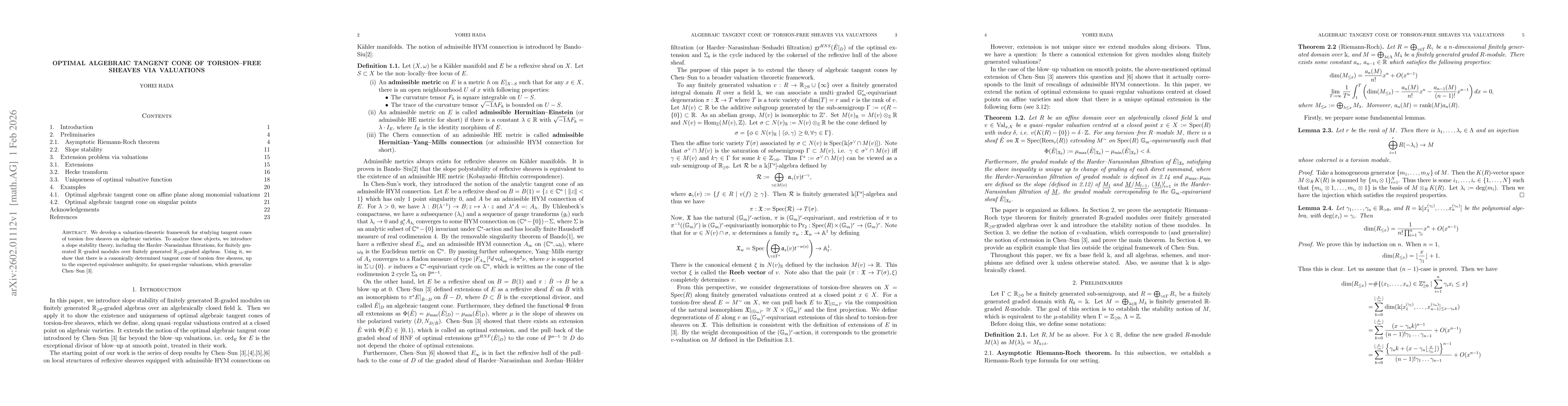 Thumbnail for Optimal algebraic tangent cone of torsion-free sheaves via valuations