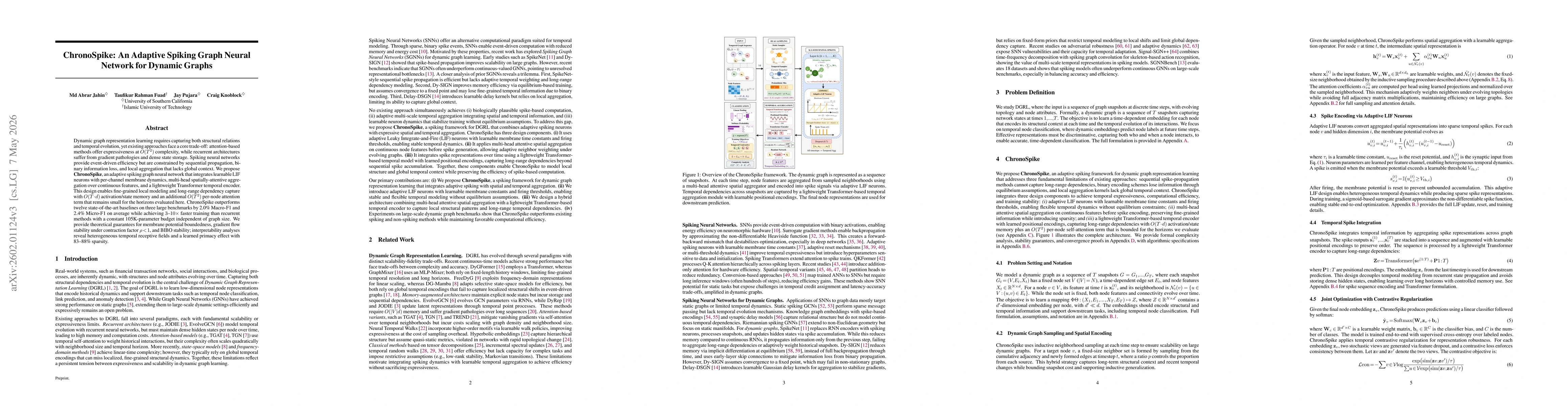 Thumbnail for ChronoSpike: An Adaptive Spiking Graph Neural Network for Dynamic Graphs