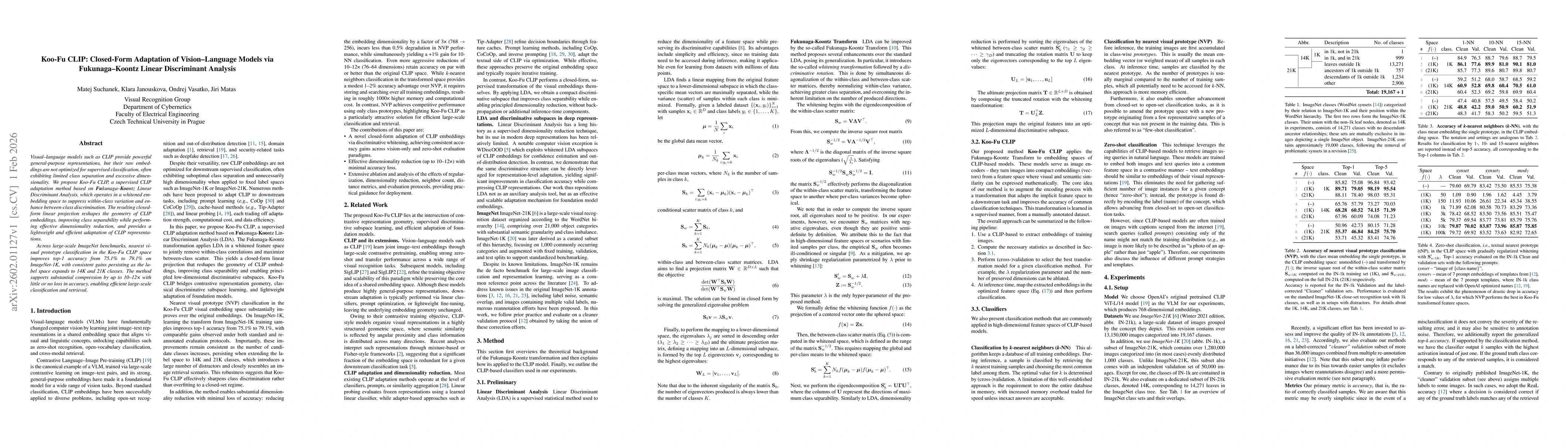 Thumbnail for Koo-Fu CLIP: Closed-Form Adaptation of Vision-Language Models via Fukunaga-Koontz Linear Discriminant Analysis