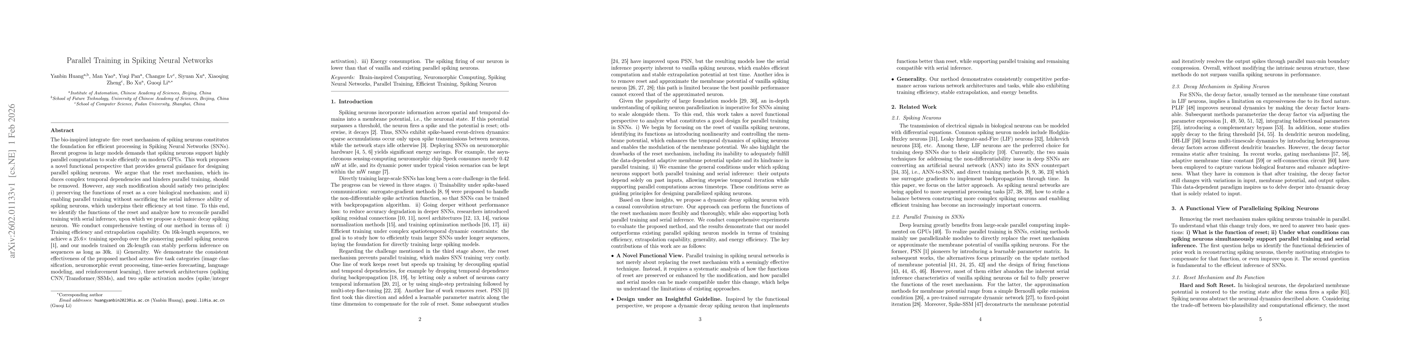 Thumbnail for Parallel Training in Spiking Neural Networks
