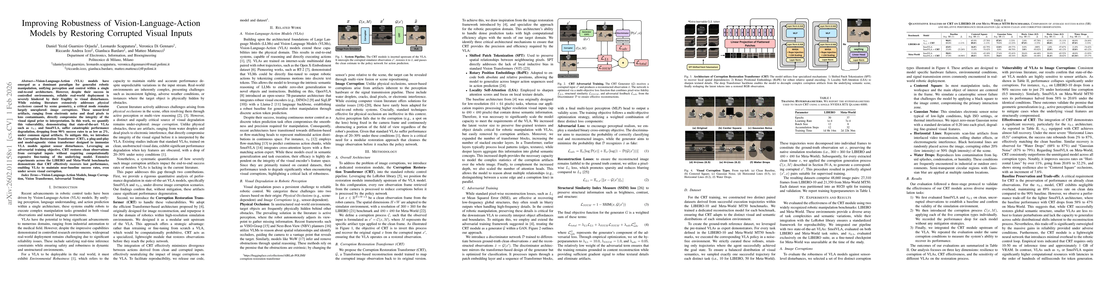 Thumbnail for Improving Robustness of Vision-Language-Action Models by Restoring Corrupted Visual Inputs