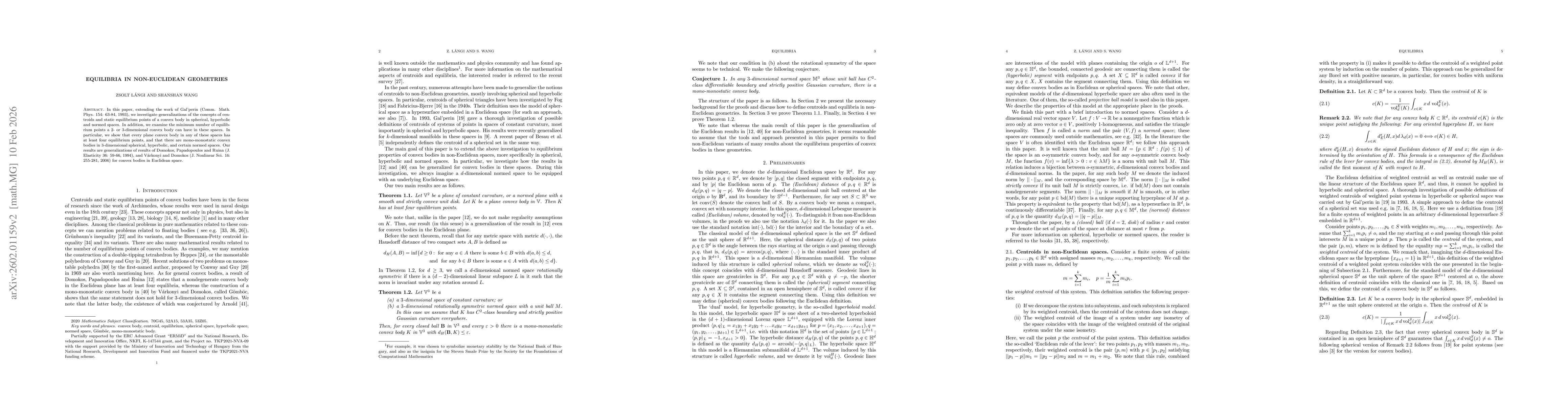 Thumbnail for Equilibria in non-Euclidean geometries