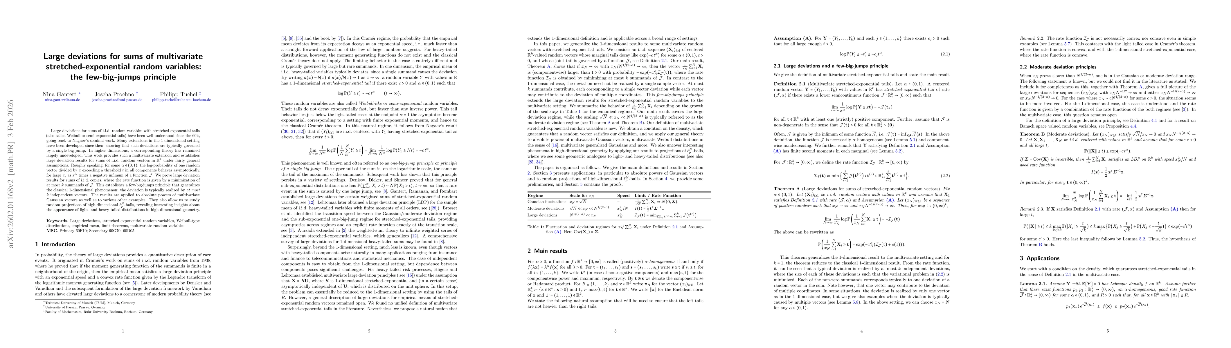 Thumbnail for Large deviations for sums of multivariate stretched-exponential random variables: the few-big-jumps principle