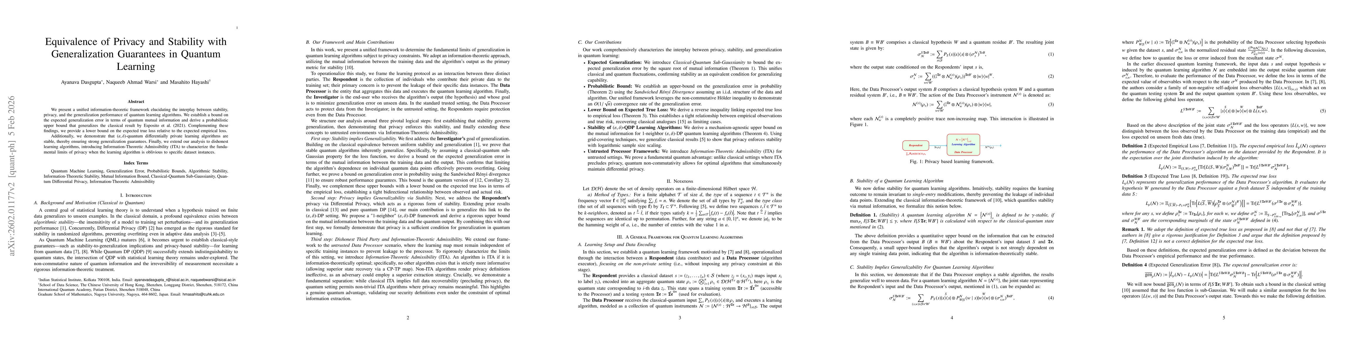 Thumbnail for Equivalence of Privacy and Stability with Generalization Guarantees in Quantum Learning