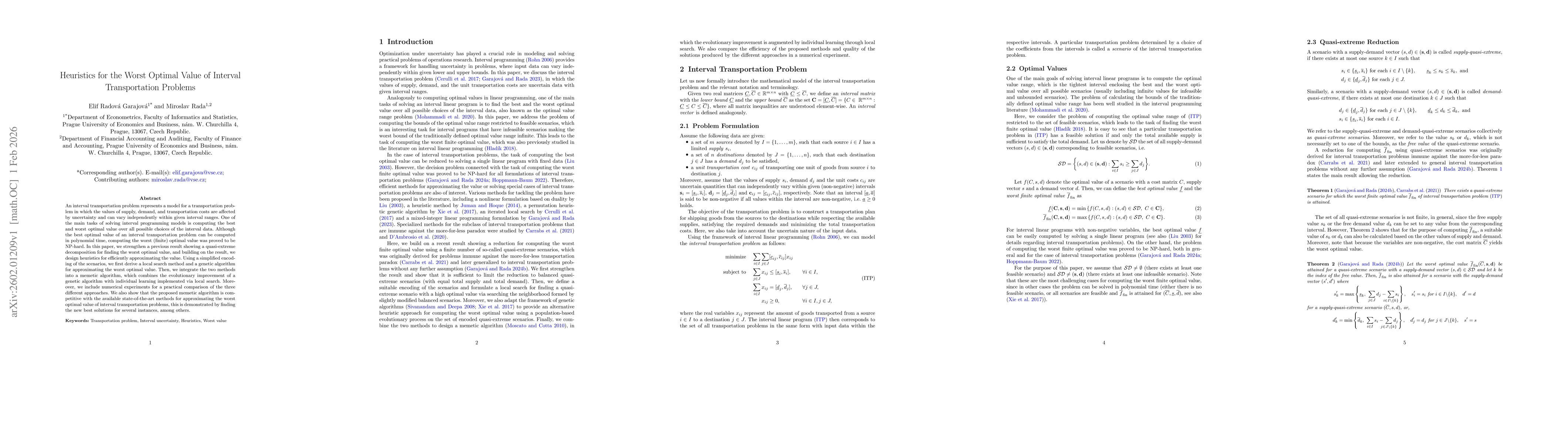 Thumbnail for Heuristics for the Worst Optimal Value of Interval Transportation Problems
