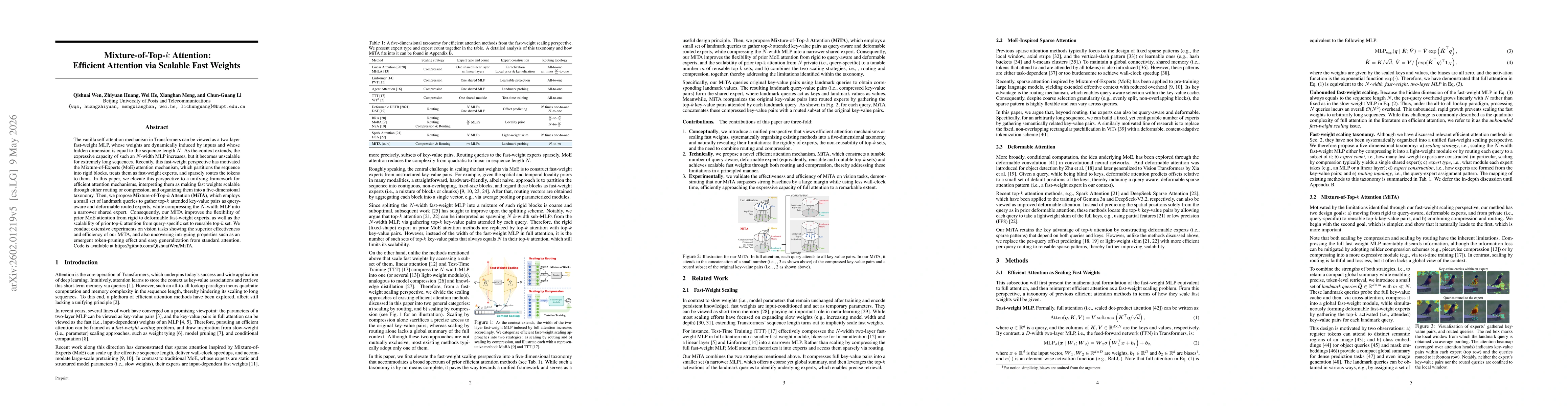 Thumbnail for MiTA Attention: Efficient Fast-Weight Scaling via a Mixture of Top-k Activations
