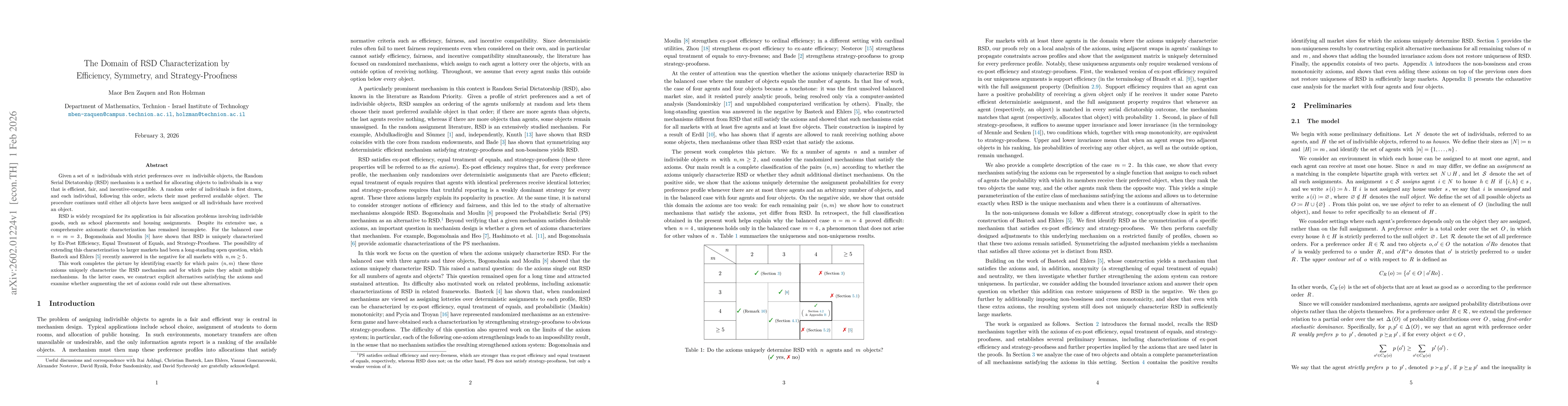 Thumbnail for The Domain of RSD Characterization by Efficiency, Symmetry, and Strategy-Proofness