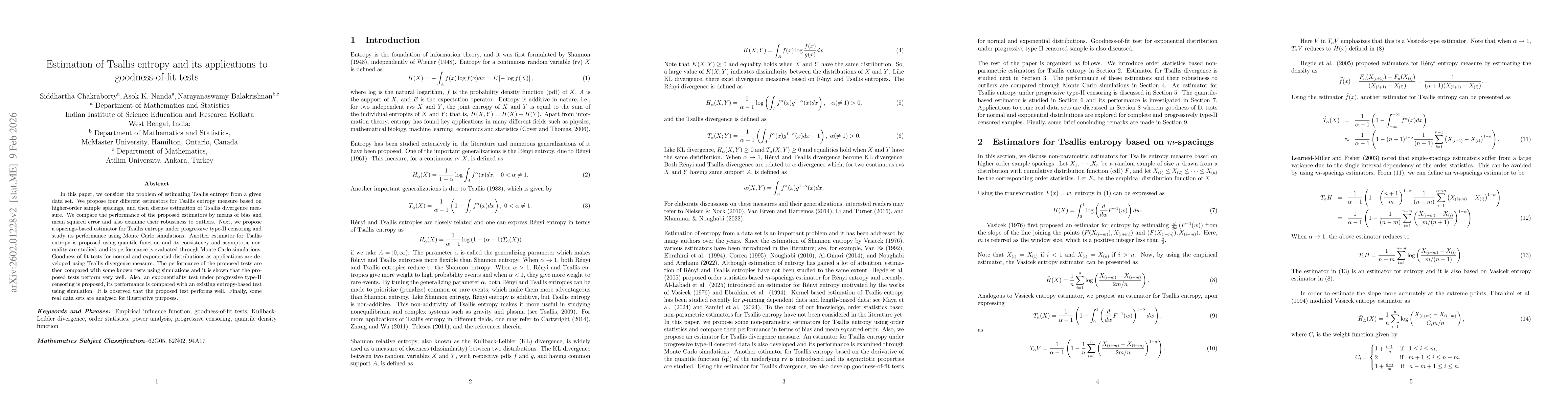 Thumbnail for Estimation of Tsallis entropy and its applications to goodness-of-fit tests