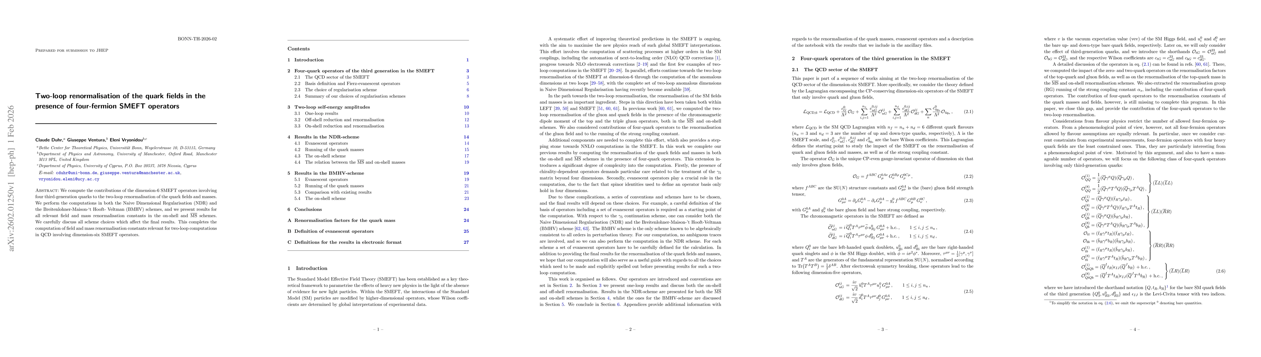 Thumbnail for Two-loop renormalisation of the quark fields in the presence of four-fermion SMEFT operators