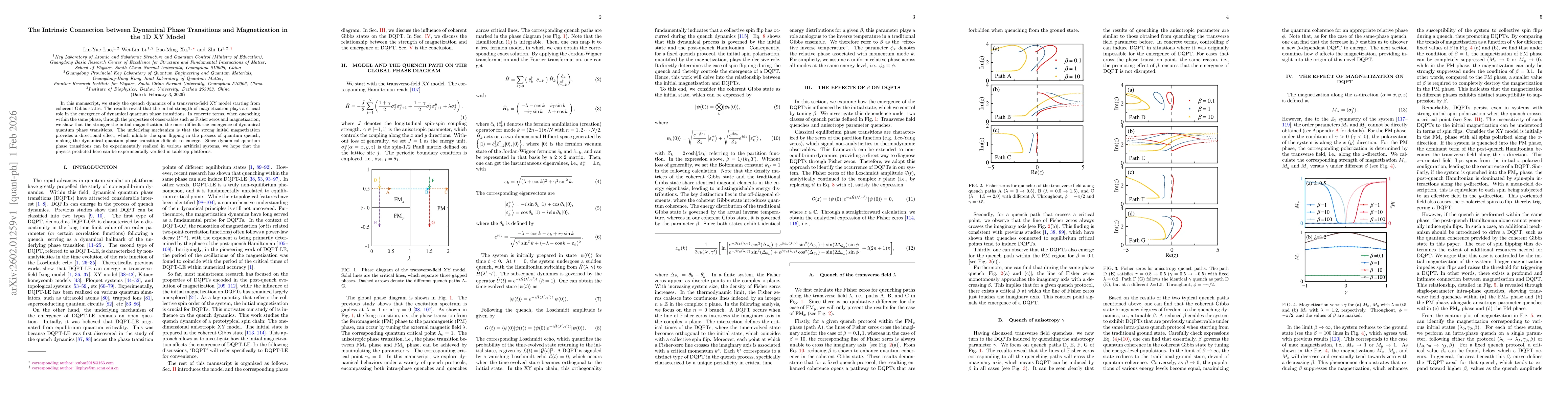 Thumbnail for The Intrinsic Connection between Dynamical Phase Transitions and Magnetization in the 1D XY Model
