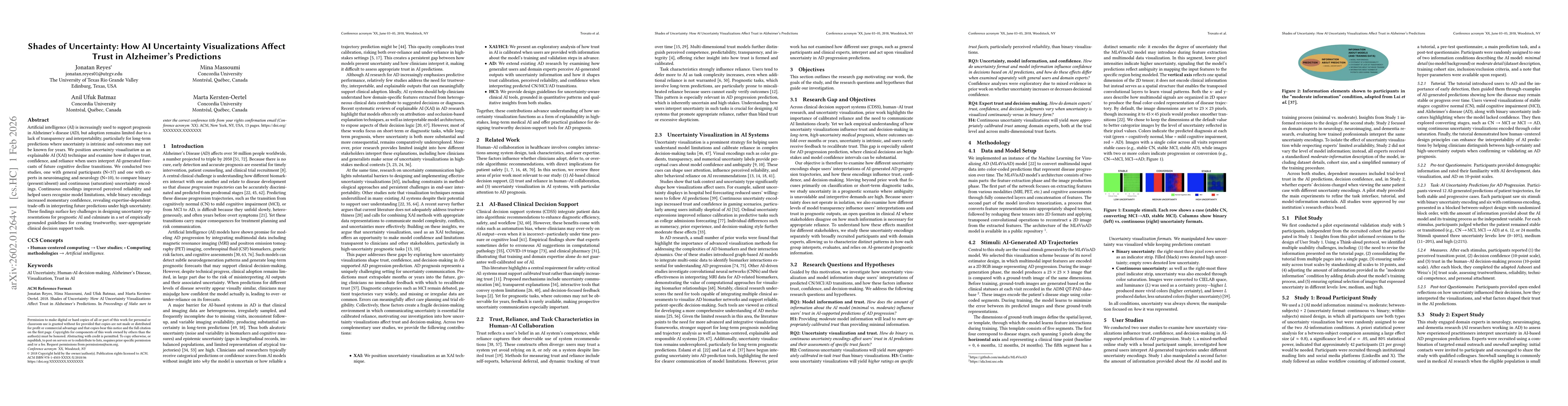 Thumbnail for Shades of Uncertainty: How AI Uncertainty Visualizations Affect Trust in Alzheimer's Predictions