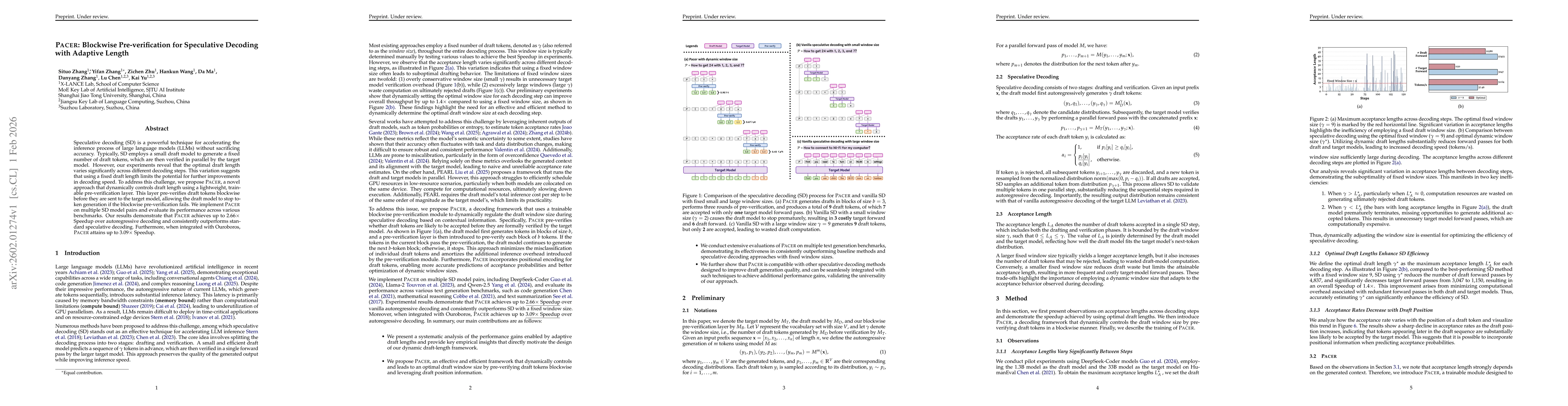 Thumbnail for PACER: Blockwise Pre-verification for Speculative Decoding with Adaptive Length