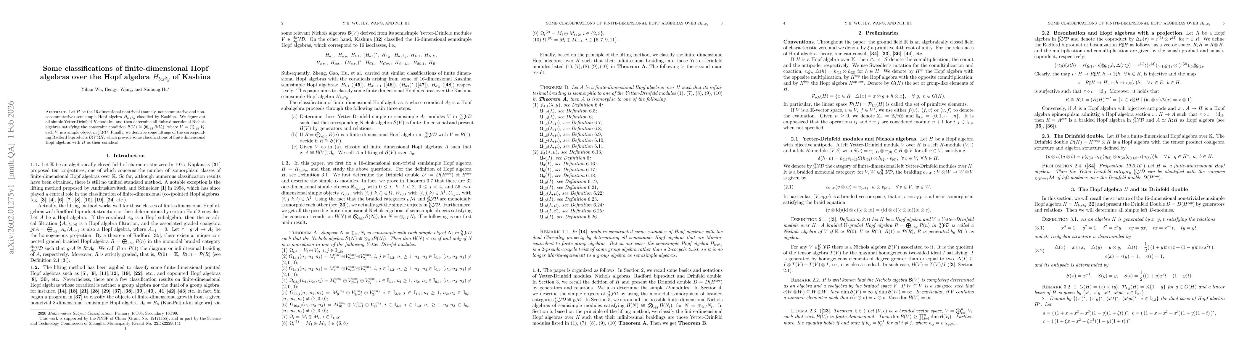 Thumbnail for Some classifications of finite-dimensional Hopf algebras over the Hopf algebra $H_{b:x^2y}$ of Kashina