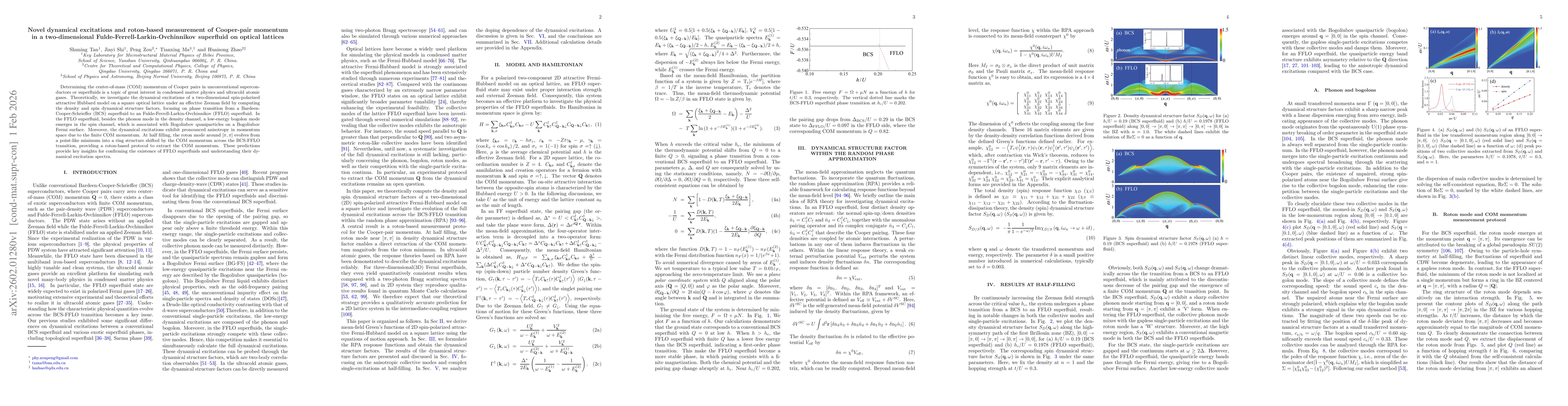 Thumbnail for Novel dynamical excitations and roton-based measurement of Cooper-pair momentum in a two-dimensional Fulde-Ferrell-Larkin-Ovchinnikov superfluid on optical lattices