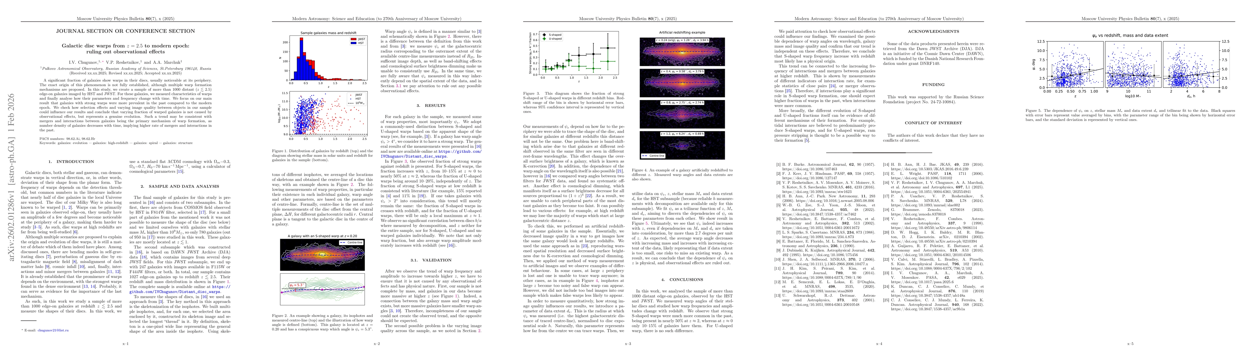 Thumbnail for Galactic disc warps from $z = 2.5$ to modern epoch: ruling out observational effects