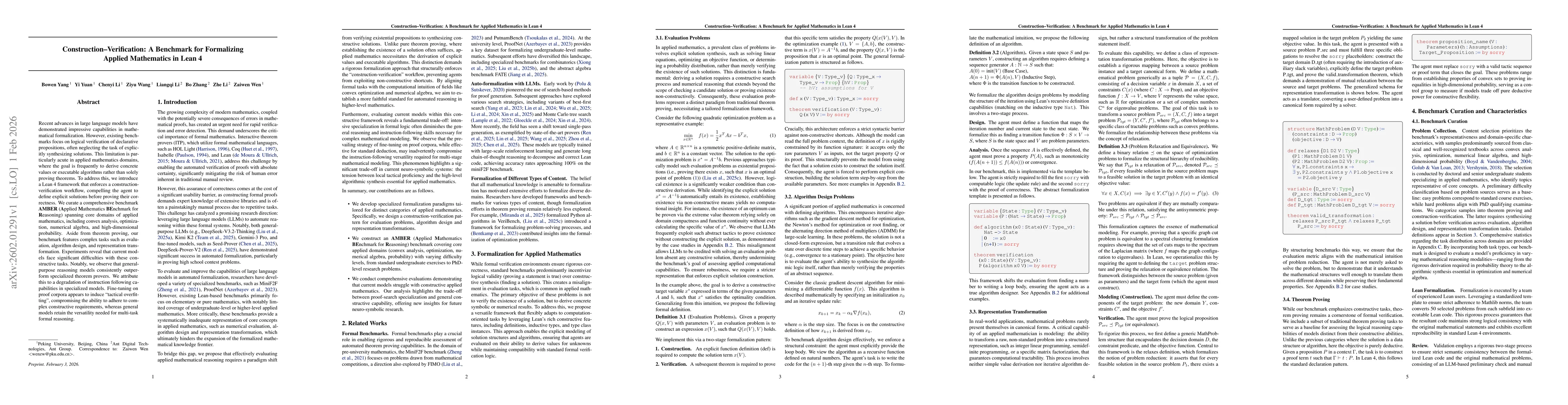 Thumbnail for Construction-Verification: A Benchmark for Applied Mathematics in Lean 4