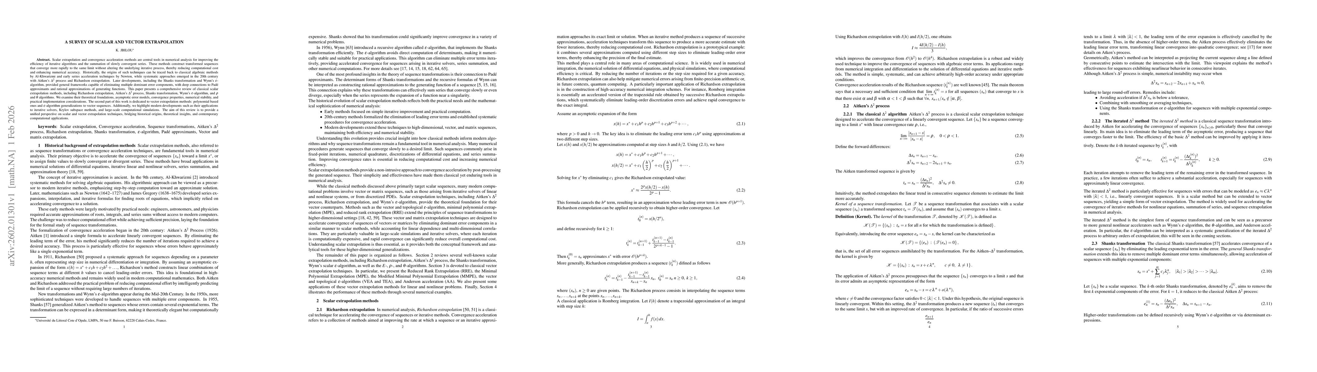 Thumbnail for A survey of scalar and vector extrapolation
