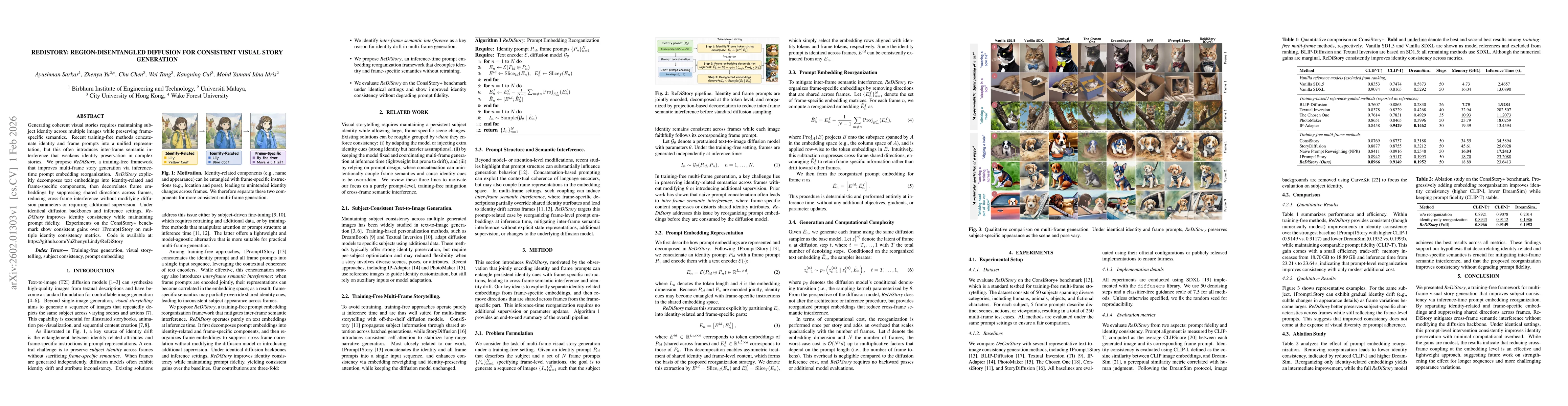 Thumbnail for ReDiStory: Region-Disentangled Diffusion for Consistent Visual Story Generation