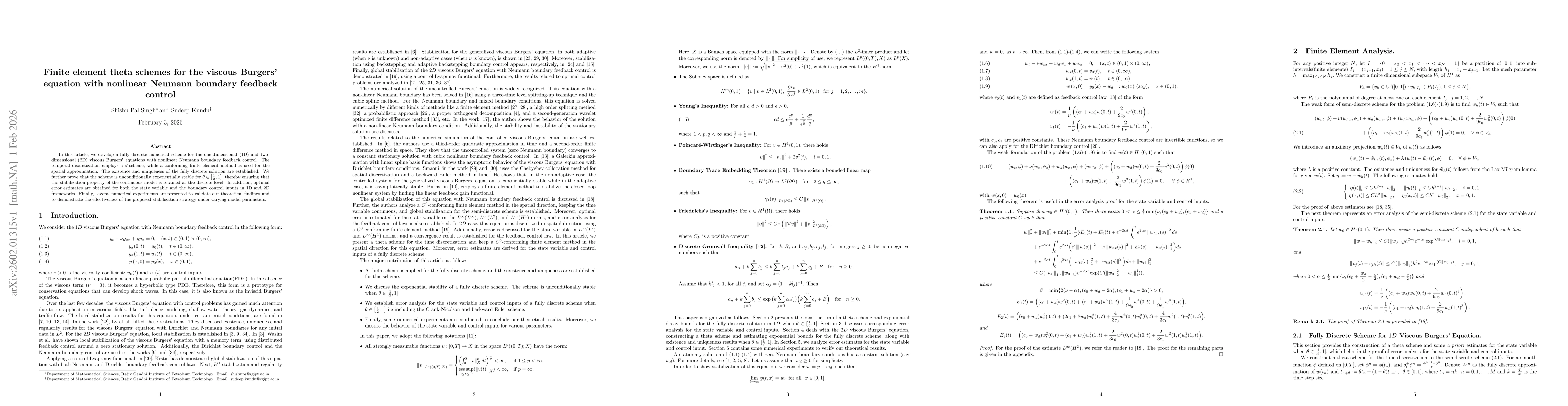 Thumbnail for Finite element theta schemes for the viscous Burgers' equation with nonlinear Neumann boundary feedback control
