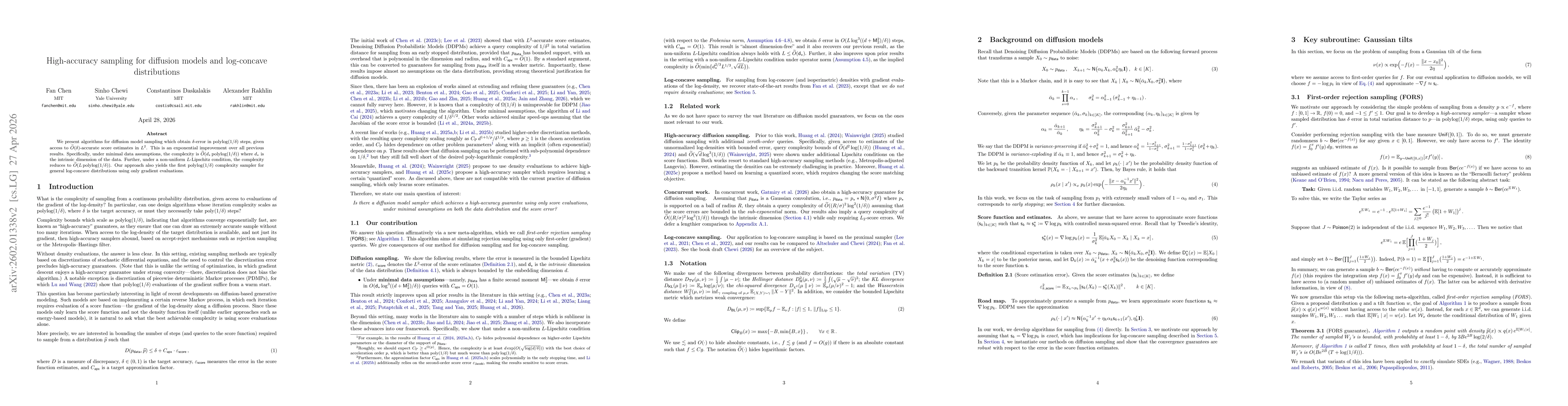 Thumbnail for High-accuracy sampling for diffusion models and log-concave distributions