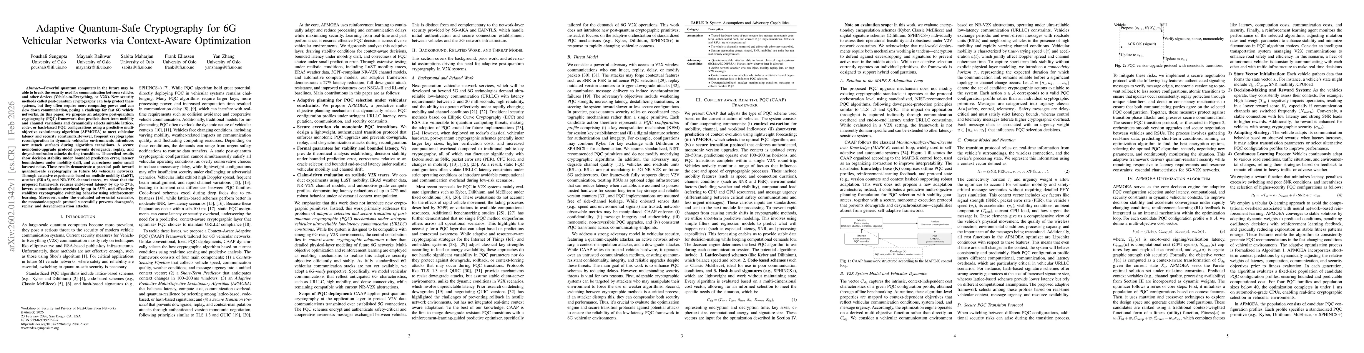Thumbnail for Adaptive Quantum-Safe Cryptography for 6G Vehicular Networks via Context-Aware Optimization