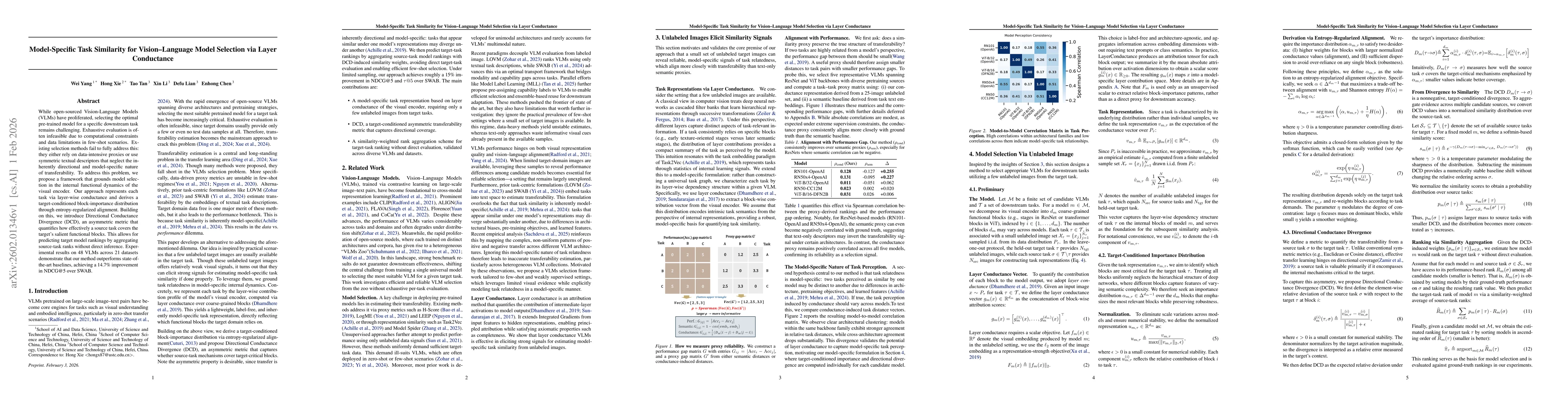 Thumbnail for Model Specific Task Similarity for Vision Language Model Selection via Layer Conductance