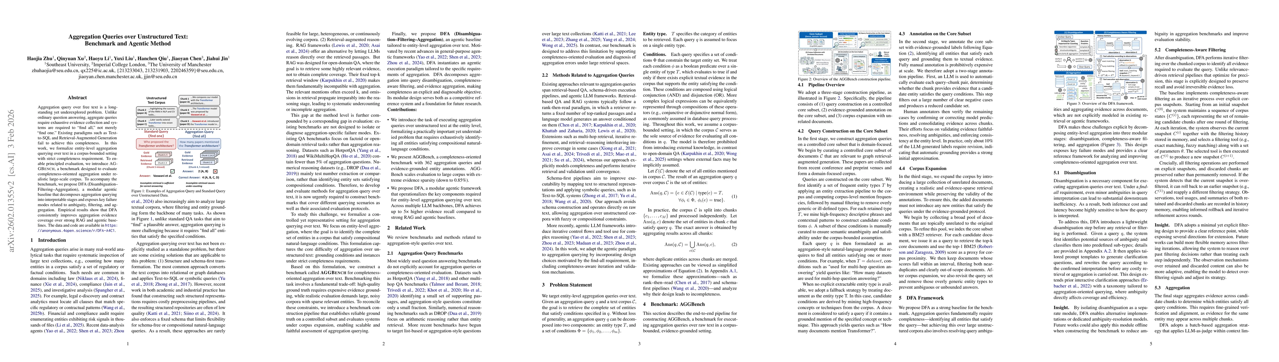 Thumbnail for Aggregation Queries over Unstructured Text: Benchmark and Agentic Method