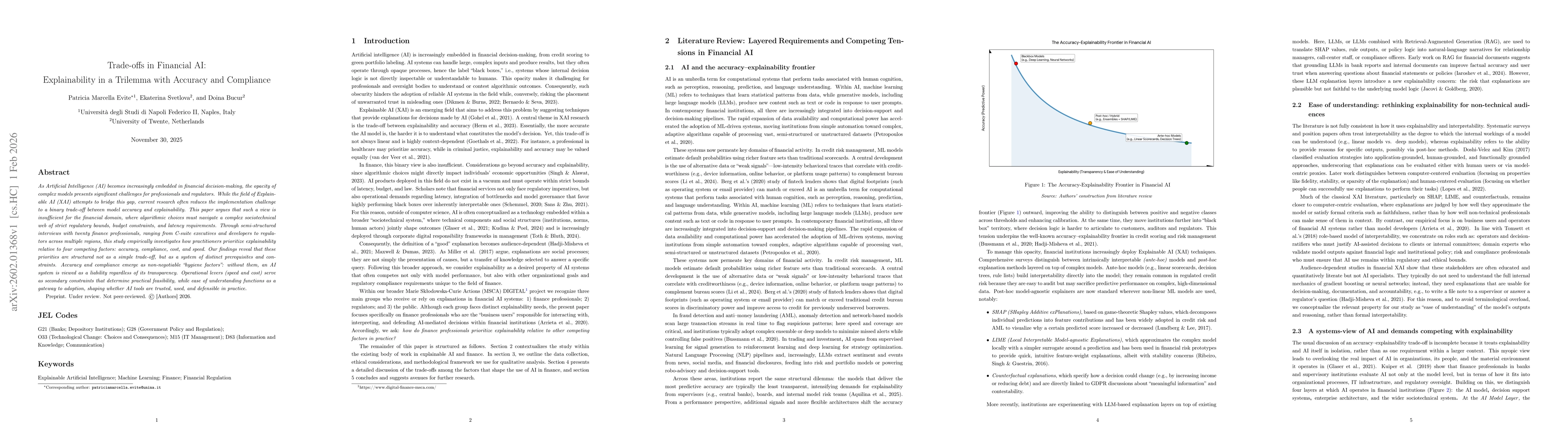 Thumbnail for Trade-offs in Financial AI: Explainability in a Trilemma with Accuracy and Compliance