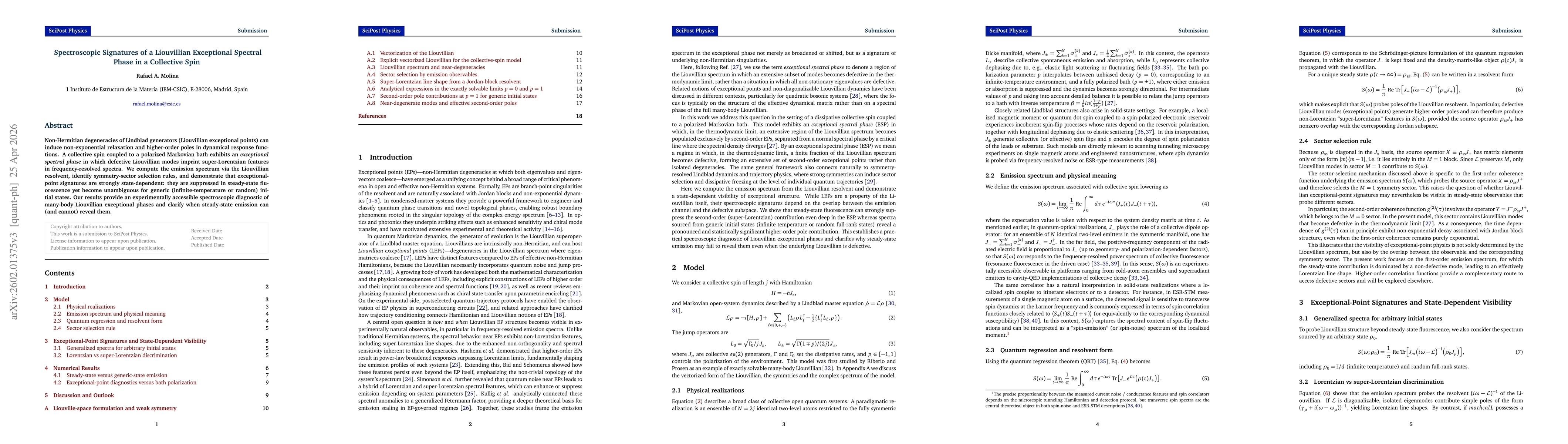 Thumbnail for Spectroscopic Signatures of a Liouvillian Exceptional Spectral Phase in a Collective Spin
