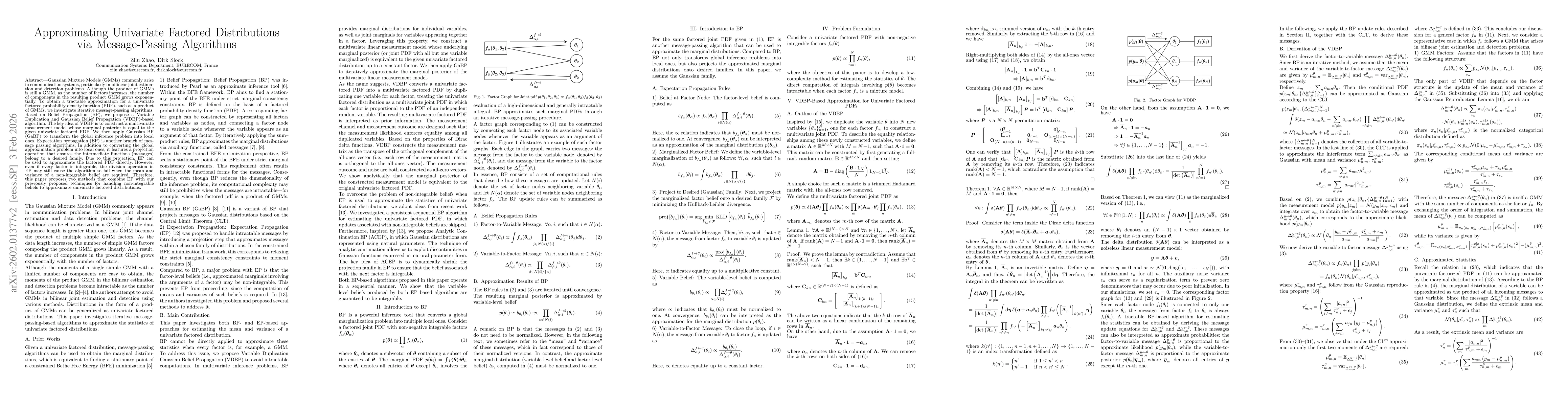 Thumbnail for Approximating Univariate Factored Distributions via Message-Passing Algorithms