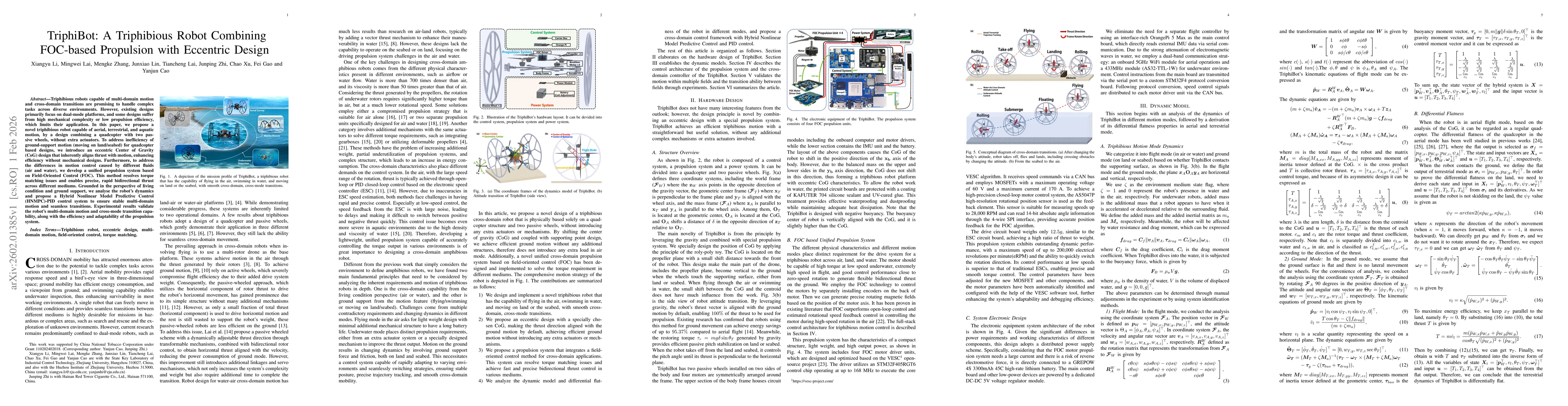 Thumbnail for TriphiBot: A Triphibious Robot Combining FOC-based Propulsion with Eccentric Design