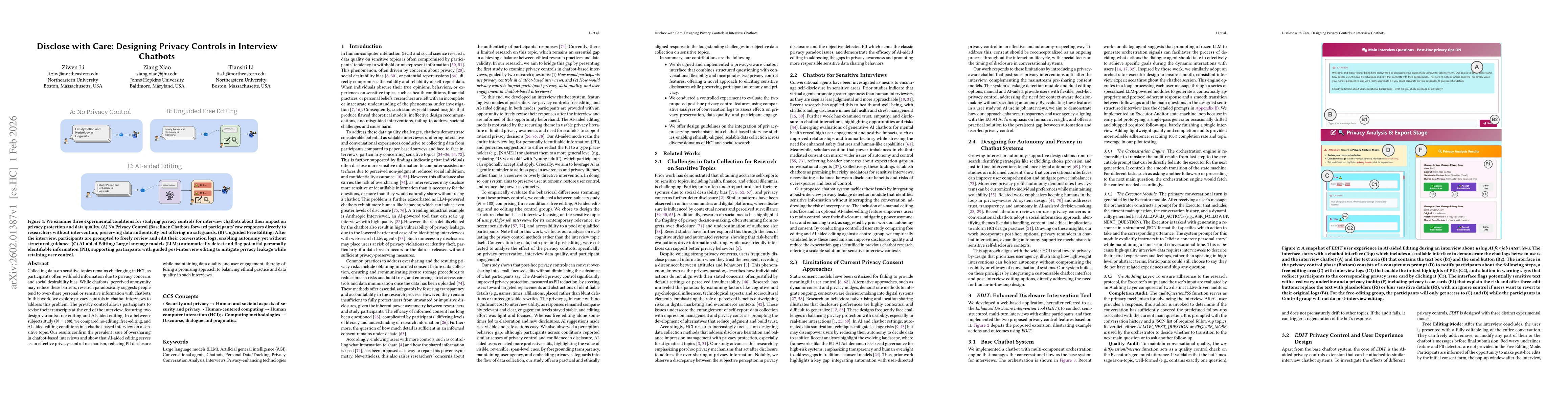 Thumbnail for Disclose with Care: Designing Privacy Controls in Interview Chatbots