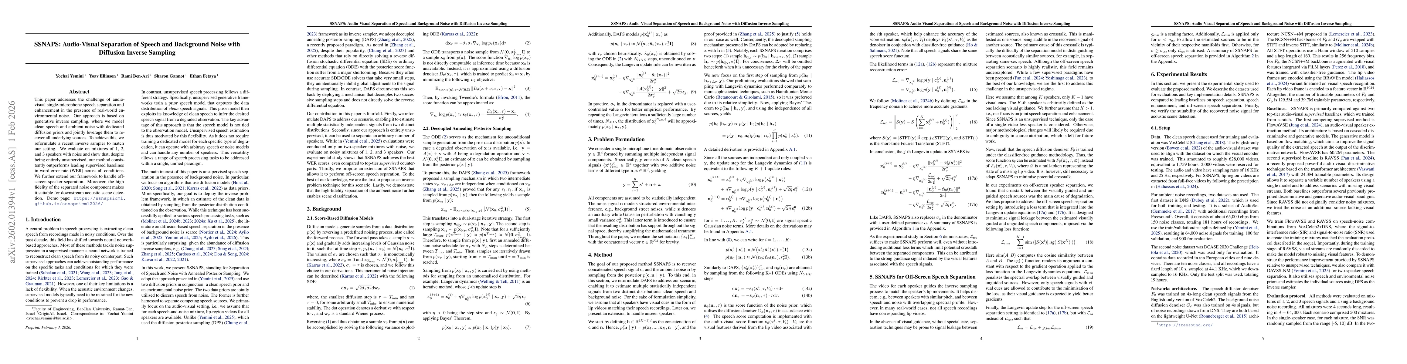 Thumbnail for SSNAPS: Audio-Visual Separation of Speech and Background Noise with Diffusion Inverse Sampling