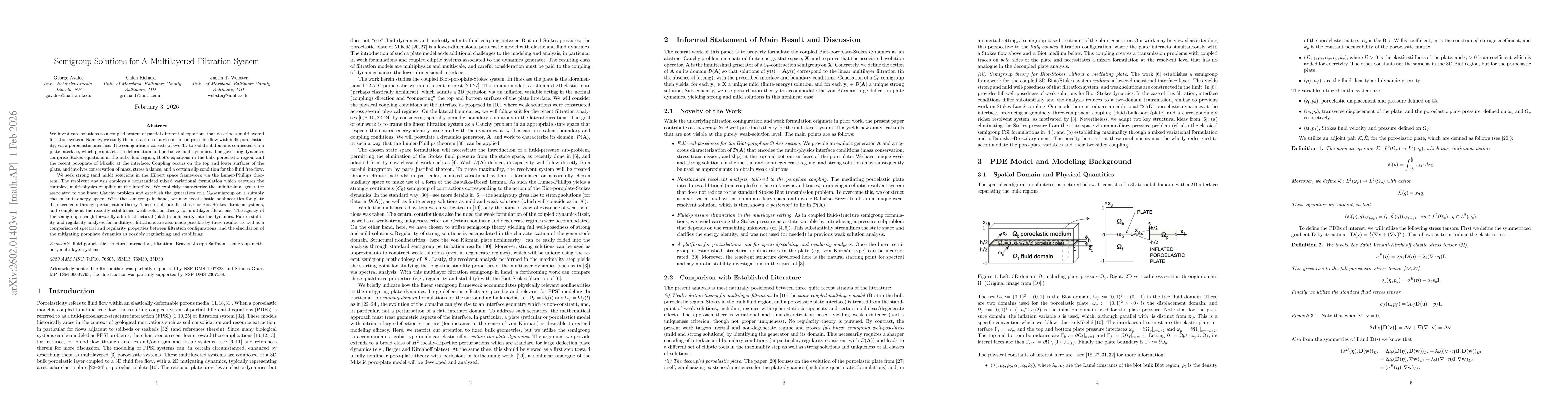 Thumbnail for Semigroup Solutions for A Multilayered Filtration System