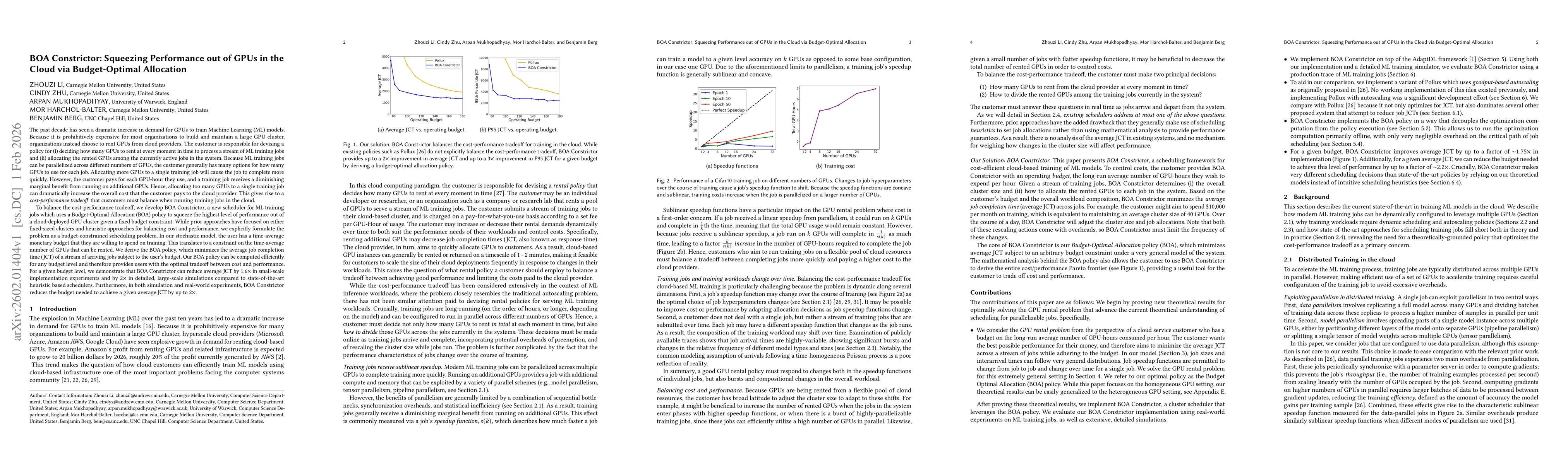 Thumbnail for BOA Constrictor: Squeezing Performance out of GPUs in the Cloud via Budget-Optimal Allocation