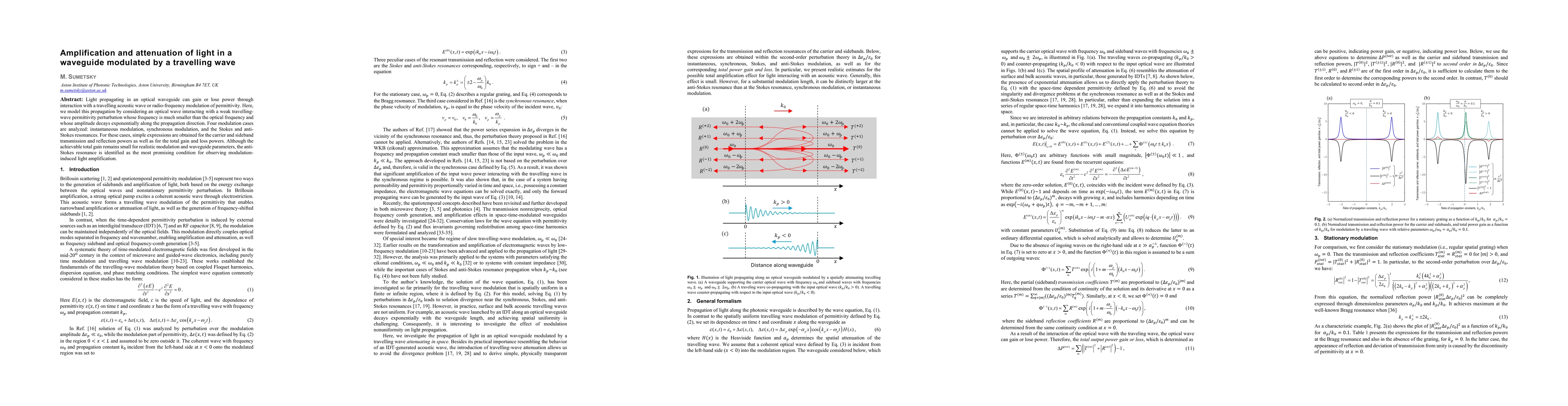 Thumbnail for Amplification and attenuation of light in a waveguide modulated by a travelling wave