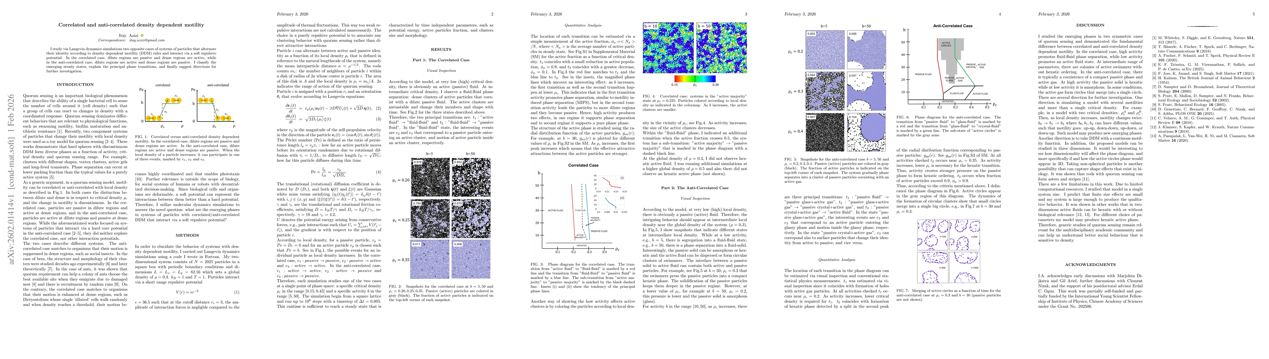 Thumbnail for Correlated and anti-correlated density dependent motility