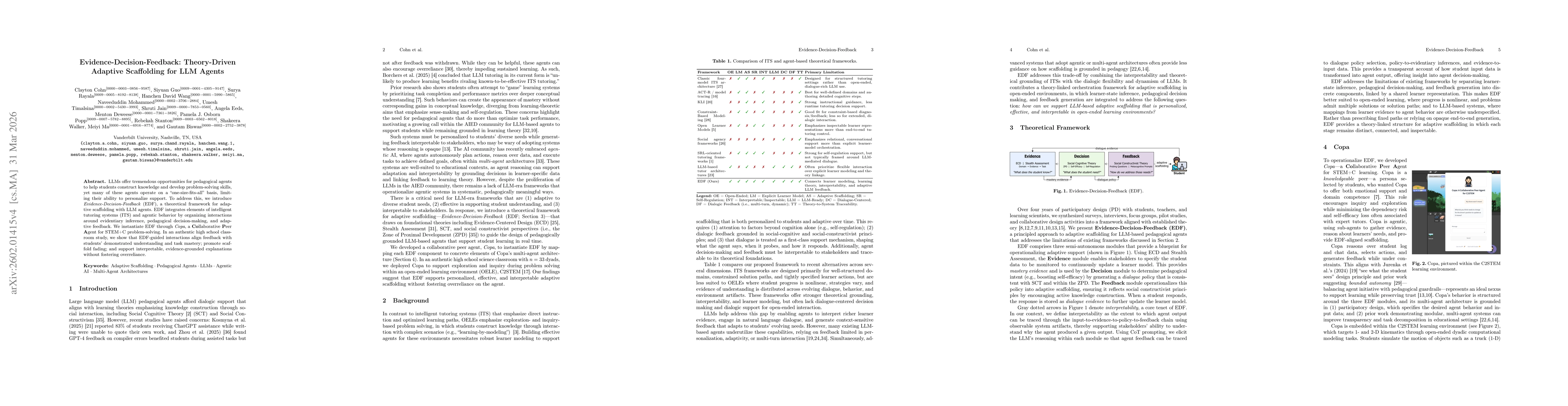 Thumbnail for Evidence-Decision-Feedback: Theory-Driven Adaptive Scaffolding for LLM Agents