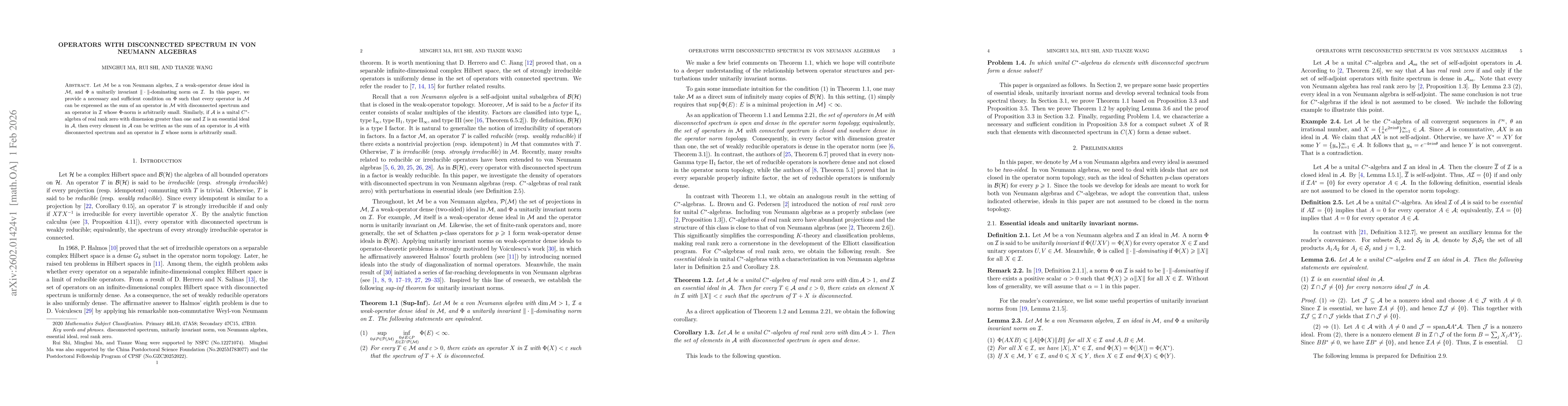 Thumbnail for Operators with disconnected spectrum in von Neumann algebras