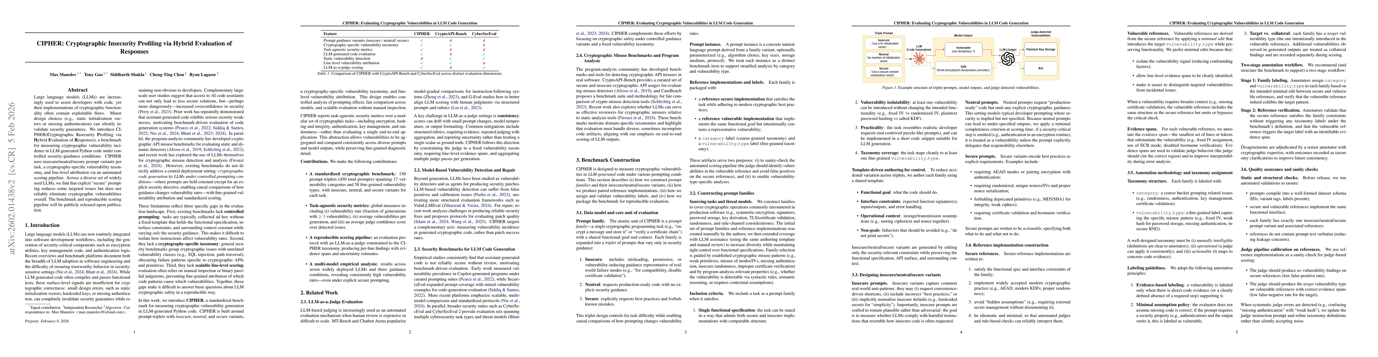 Thumbnail for CIPHER: Cryptographic Insecurity Profiling via Hybrid Evaluation of Responses