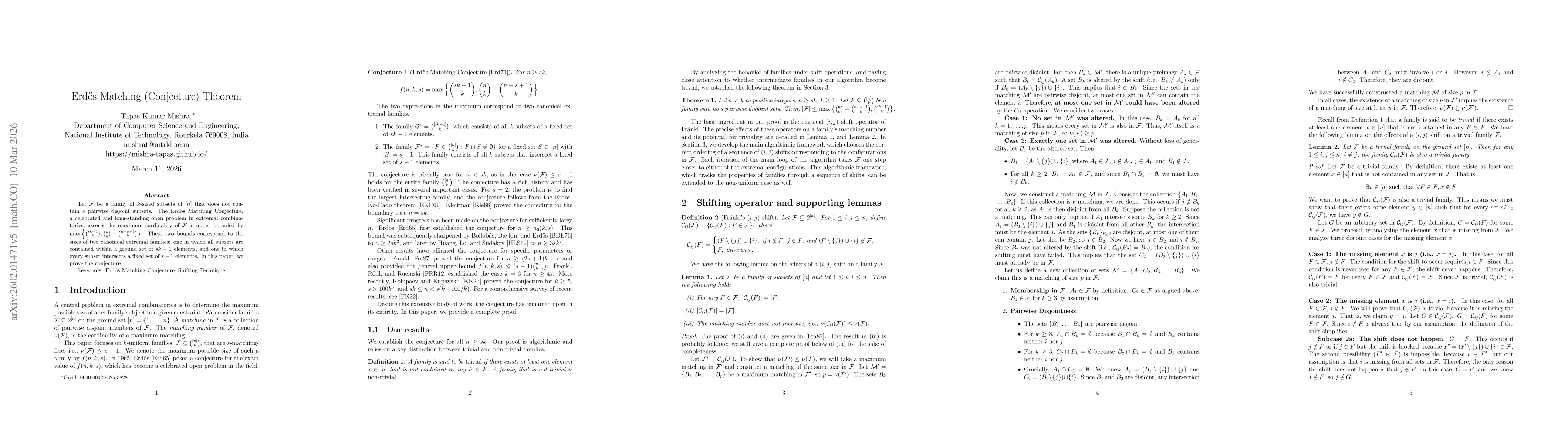Thumbnail for Erdős Matching (Conjecture) Theorem