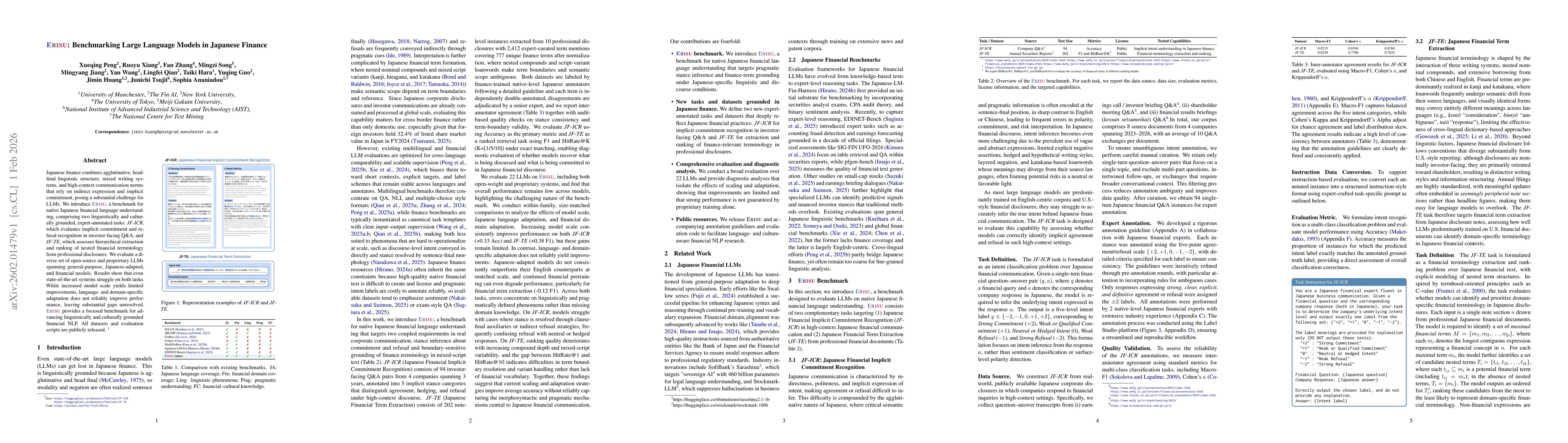 Thumbnail for Ebisu: Benchmarking Large Language Models in Japanese Finance