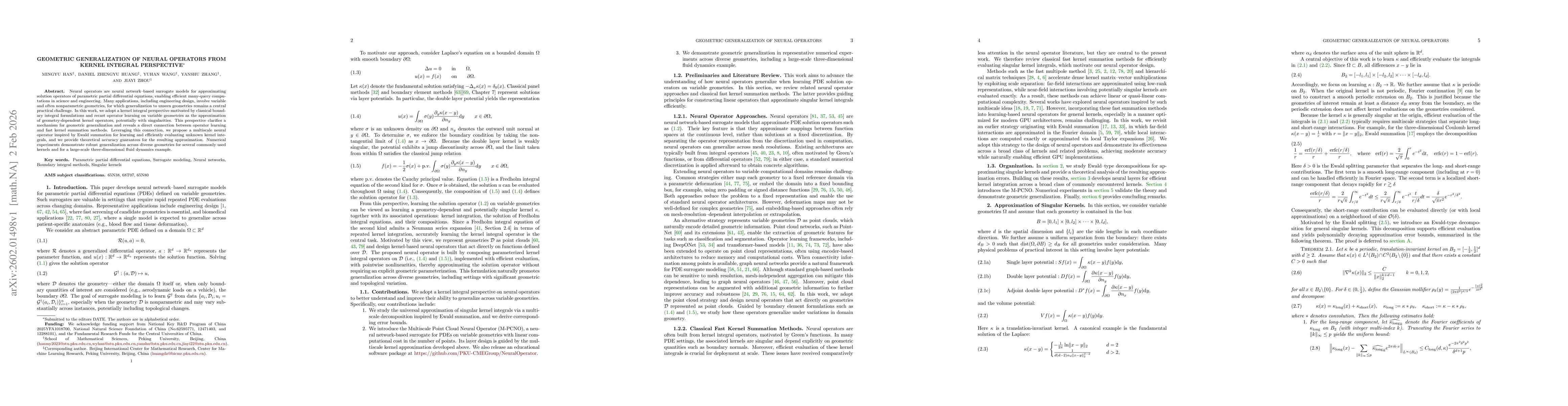 Thumbnail for Geometric Generalization of Neural Operators from Kernel Integral Perspective